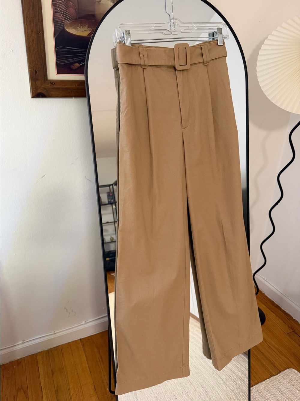 Darling Traverse Wide-Leg Belted Dress Pants - Tan